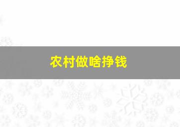 农村做啥挣钱