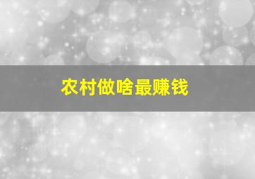 农村做啥最赚钱