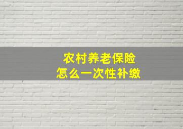 农村养老保险怎么一次性补缴