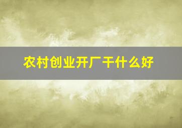 农村创业开厂干什么好