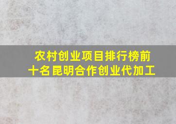 农村创业项目排行榜前十名昆明合作创业代加工