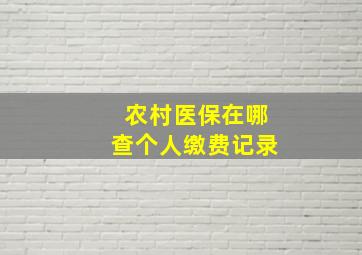 农村医保在哪查个人缴费记录