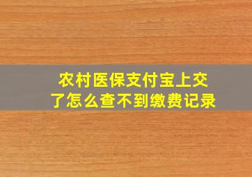 农村医保支付宝上交了怎么查不到缴费记录