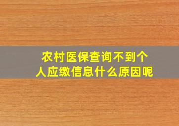 农村医保查询不到个人应缴信息什么原因呢