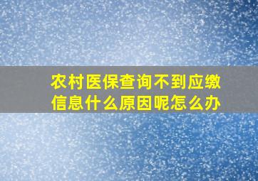 农村医保查询不到应缴信息什么原因呢怎么办