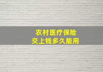 农村医疗保险交上钱多久能用