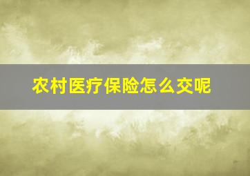 农村医疗保险怎么交呢