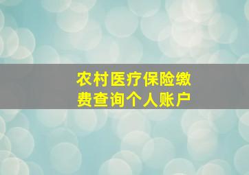 农村医疗保险缴费查询个人账户