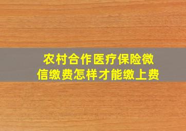 农村合作医疗保险微信缴费怎样才能缴上费