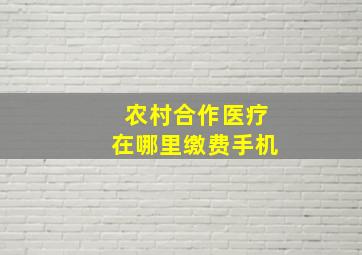 农村合作医疗在哪里缴费手机