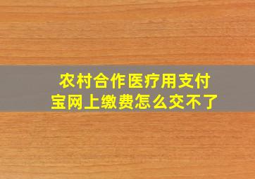 农村合作医疗用支付宝网上缴费怎么交不了