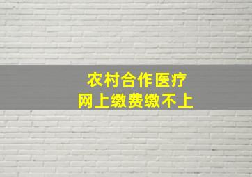 农村合作医疗网上缴费缴不上