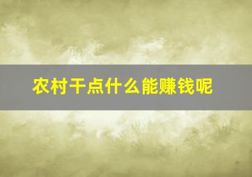 农村干点什么能赚钱呢