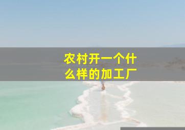 农村开一个什么样的加工厂