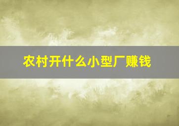 农村开什么小型厂赚钱