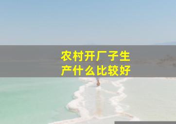 农村开厂子生产什么比较好