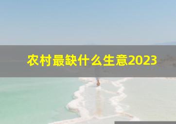 农村最缺什么生意2023