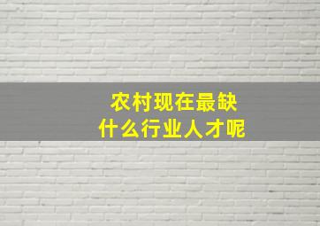 农村现在最缺什么行业人才呢