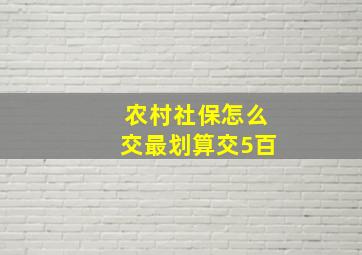 农村社保怎么交最划算交5百