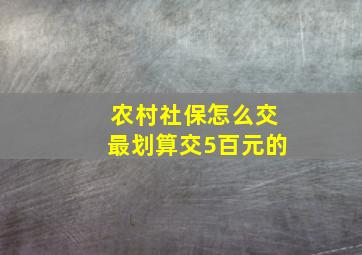 农村社保怎么交最划算交5百元的