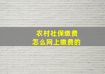 农村社保缴费怎么网上缴费的