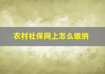 农村社保网上怎么缴纳