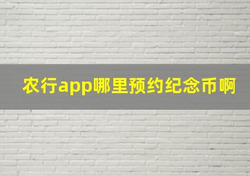 农行app哪里预约纪念币啊