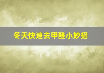 冬天快速去甲醛小妙招