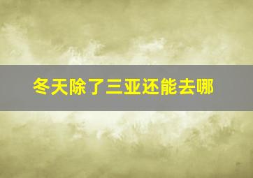 冬天除了三亚还能去哪