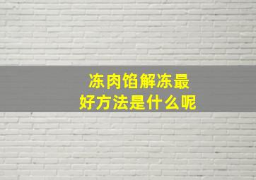 冻肉馅解冻最好方法是什么呢