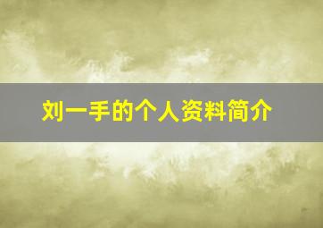 刘一手的个人资料简介