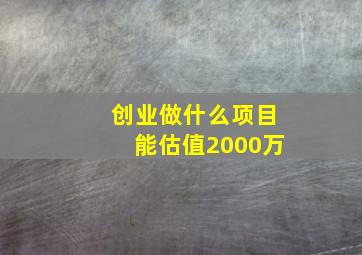 创业做什么项目能估值2000万