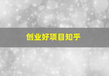 创业好项目知乎