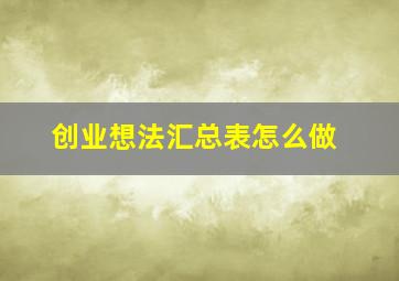 创业想法汇总表怎么做