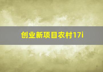 创业新项目农村17i