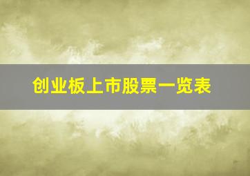 创业板上市股票一览表