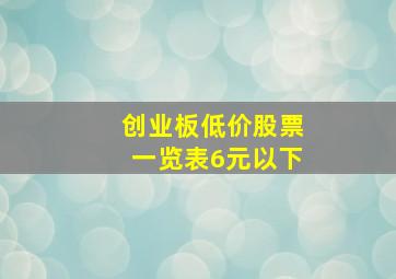 创业板低价股票一览表6元以下