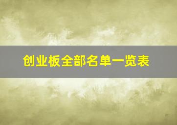 创业板全部名单一览表