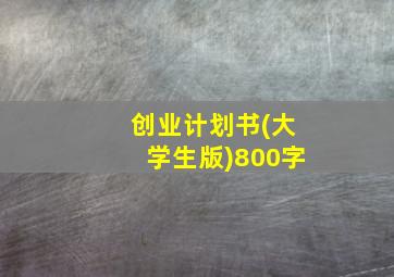 创业计划书(大学生版)800字