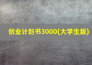 创业计划书3000(大学生版)