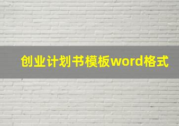 创业计划书模板word格式