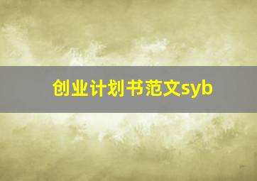 创业计划书范文syb