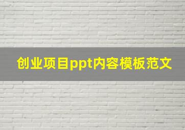 创业项目ppt内容模板范文