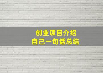 创业项目介绍自己一句话总结