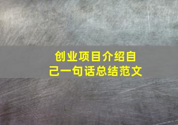 创业项目介绍自己一句话总结范文