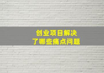 创业项目解决了哪些痛点问题