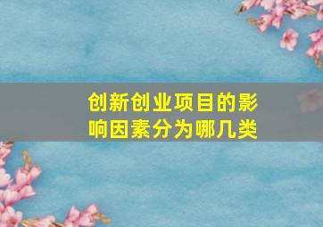 创新创业项目的影响因素分为哪几类