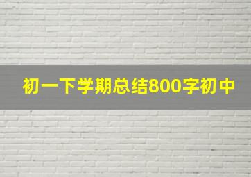 初一下学期总结800字初中