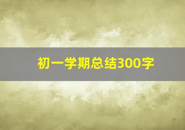 初一学期总结300字