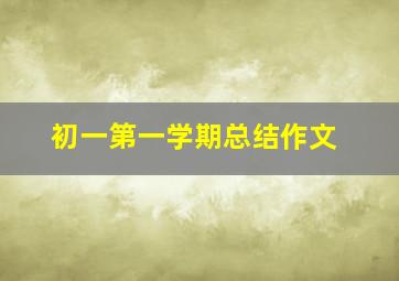 初一第一学期总结作文